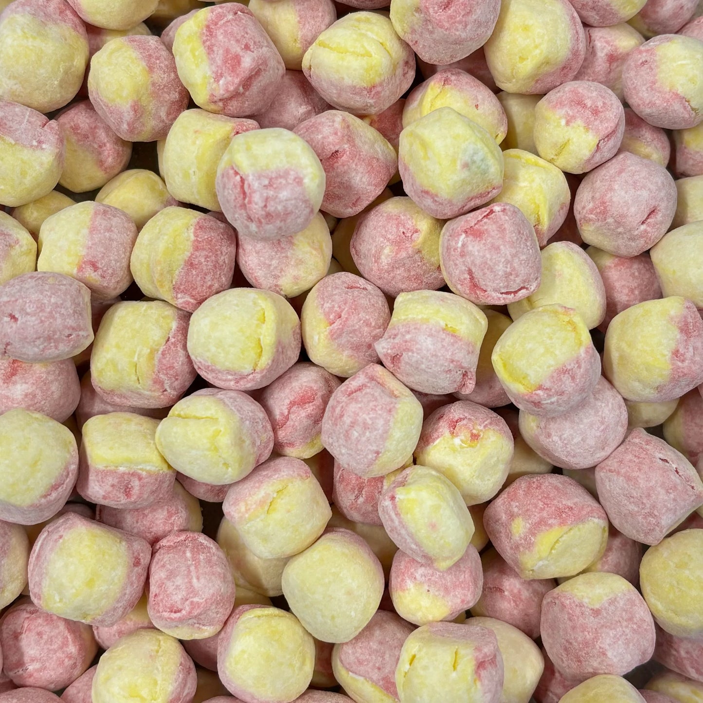 Chewy Rhubarb & Custard Bon Bons - sugar dusted rhubarb and custard flavoured chewy sweets