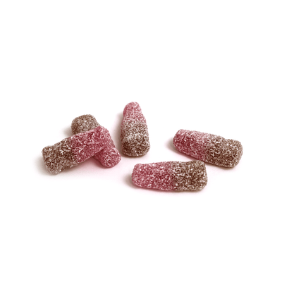 Fizzy Cherry Cola Bottles - Cherry and cola flavour gums with a sour coating