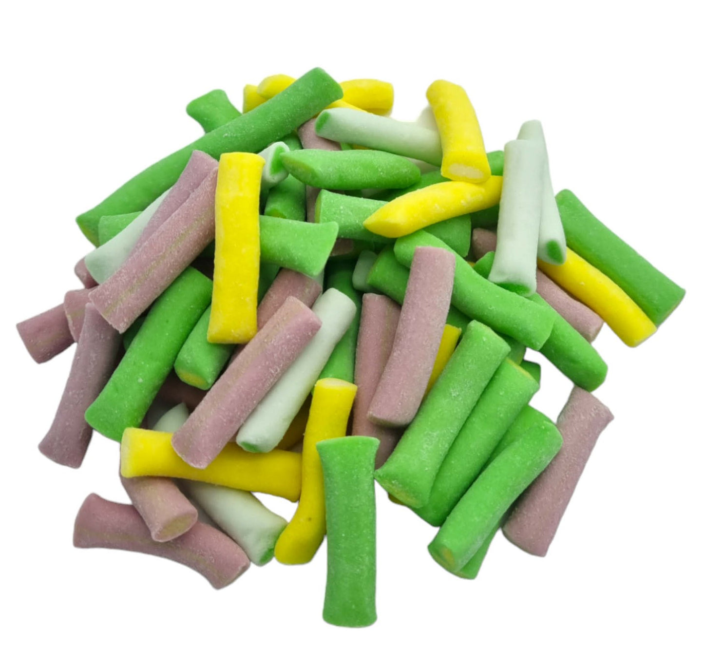 Rhubarb & Custard Tubes - Rhubarb and custard flavour sugar paste sweet with sugar paste filling