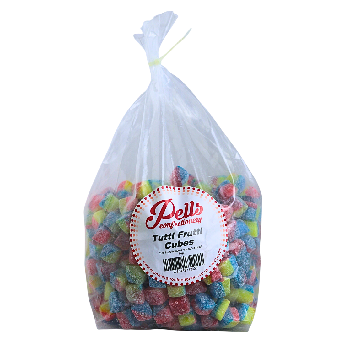 Tutti Frutti Cubes - Sugared Tutti Frutti flavoured hard boiled sweets