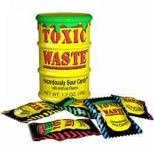 Toxic Waste Yellow - Five ultra sour flavours; Apple, Watermelon, Lemon, Blue Raspberry & Cherry