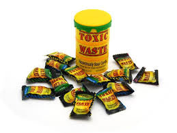 Toxic Waste Yellow - Five ultra sour flavours; Apple, Watermelon, Lemon, Blue Raspberry & Cherry