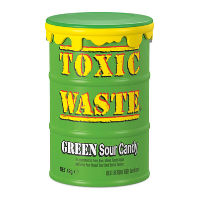 Toxic Waste Green - Ultra sour fruit flavoured candy, flavours include; Kiwi, Lime, Grape, Melon & Apple