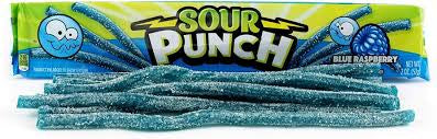 Sour Punch Blue Raspberry Straws - Sour fruit flavour candy liquorice, Unique sour coating that packs a punch!