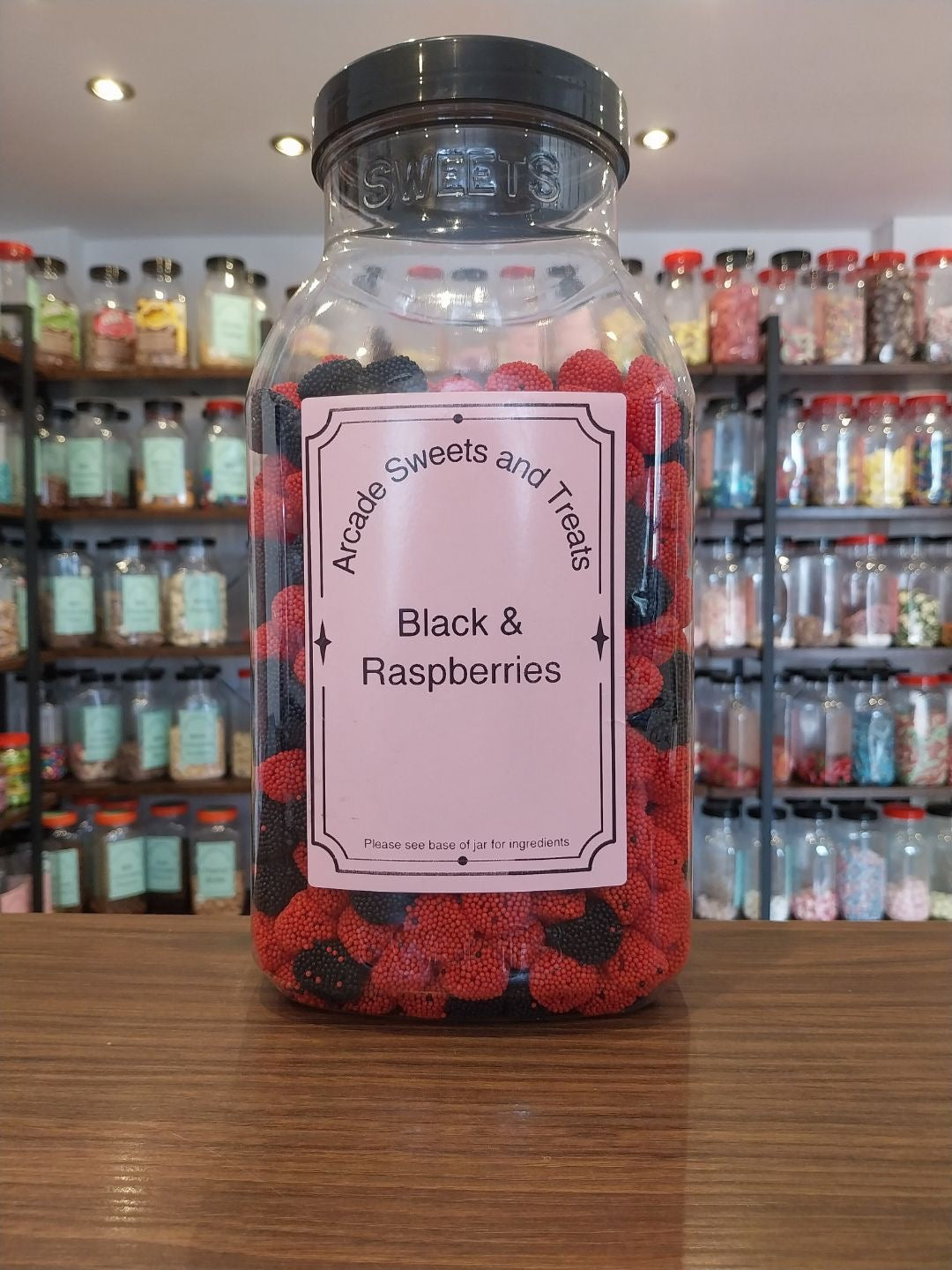 Black and Raspberries - Fruit Flavour Jellies Coated in non pareils