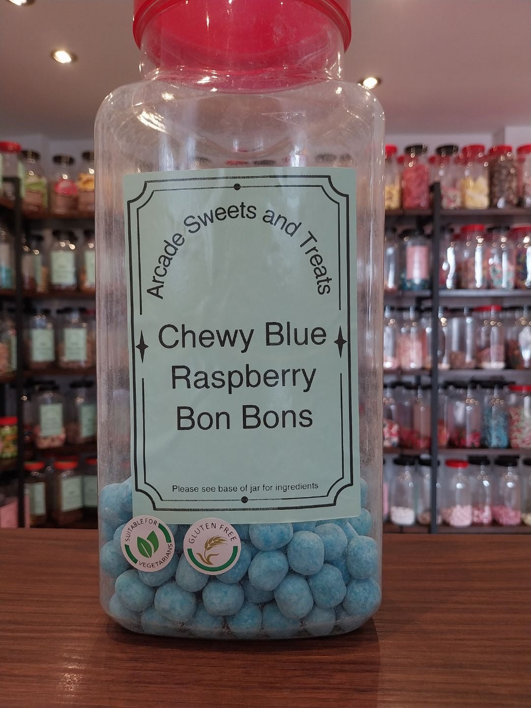 Chewy Blue Raspberry Bon Bons - sugar dusted blue raspberry flavour chewy sweets