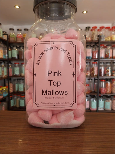 Pink Top Mallows - Sugar coated strawberry and vanilla marshmallows