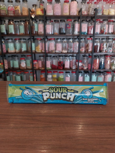 Sour Punch Blue Raspberry Straws - Sour fruit flavour candy liquorice, Unique sour coating that packs a punch!