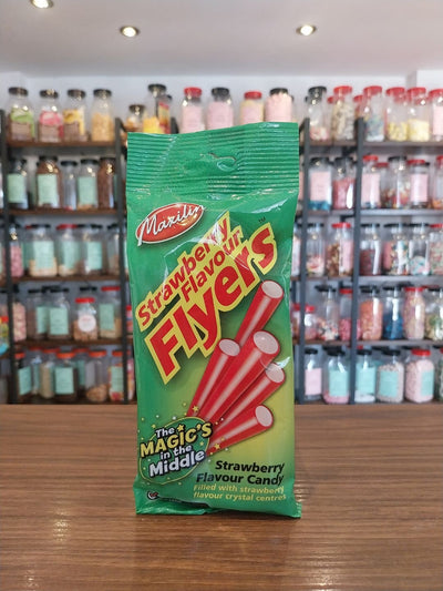 Strawberry Flyers - Strawberry flavoured sticks with strawberry flavoured crystal centres