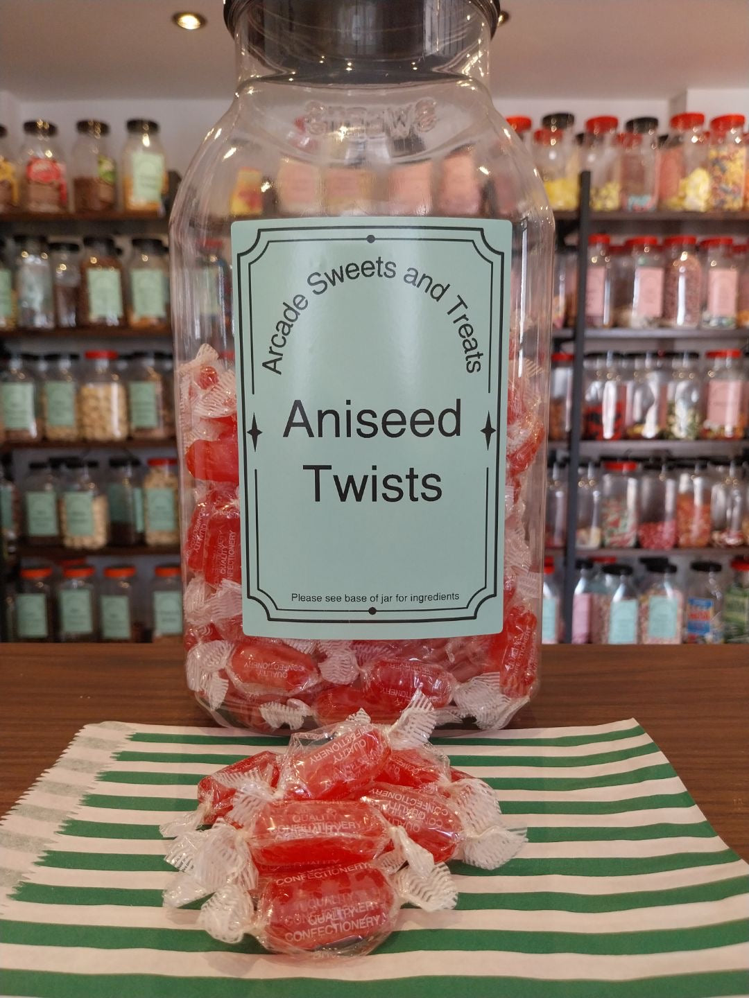 Aniseed Twists - Aniseed flavoured twisted hard boiled sweets, Individually wrapped