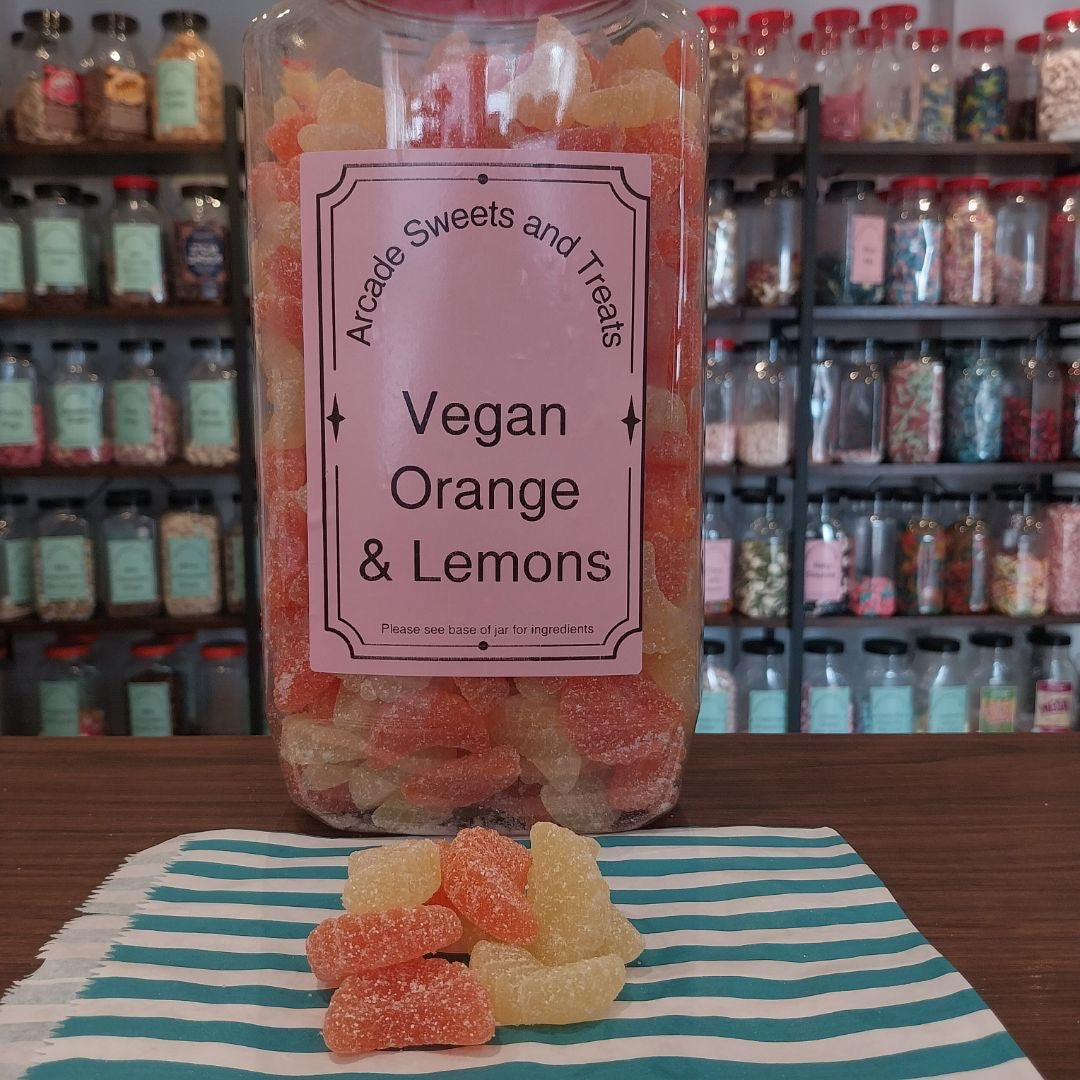 Vegan Orange & Lemon Jelly Slices - Sugar coated fruit flavour jelly sweets