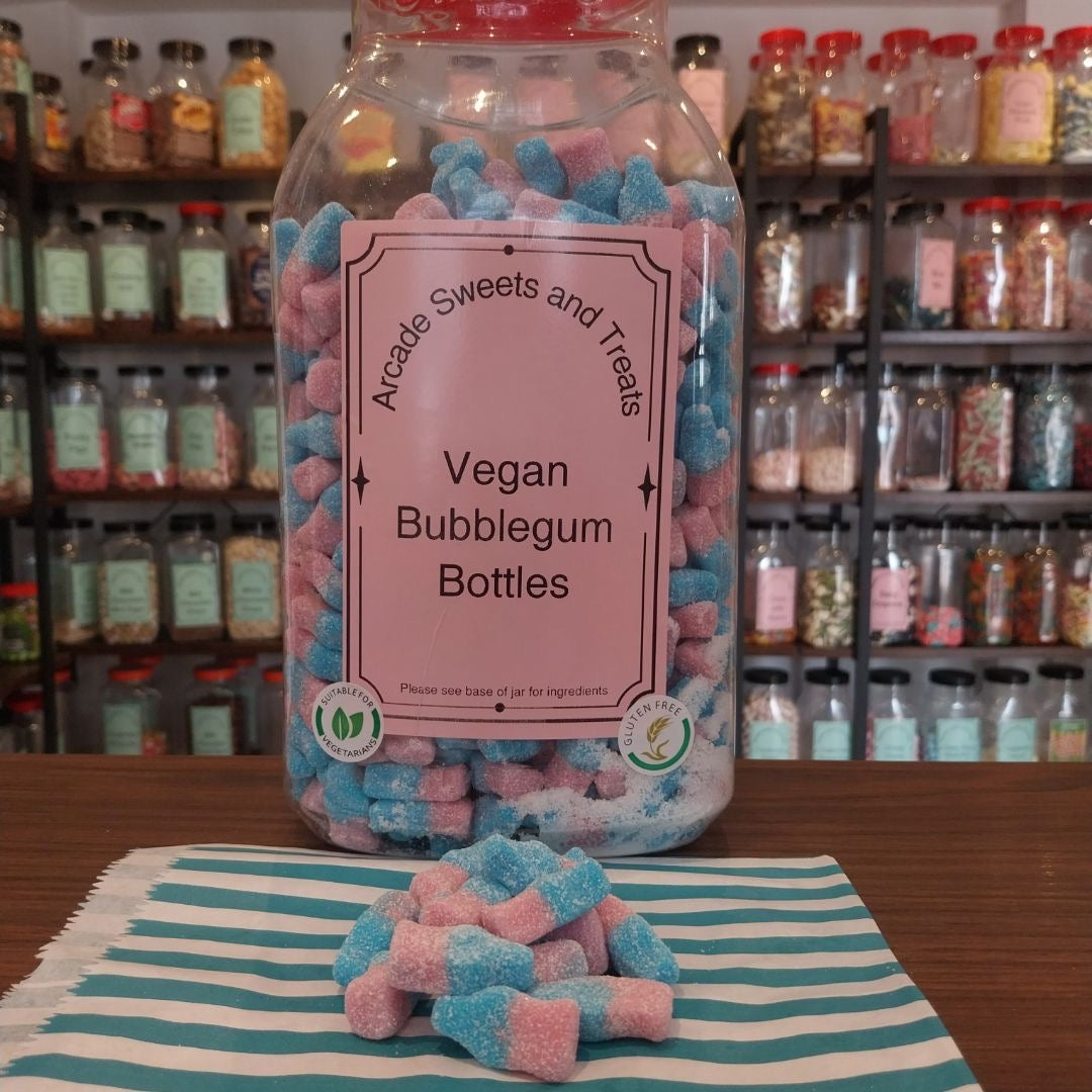 Vegan Bubblegum Bottles - Tutti frutti bubblegum flavour sour jelly sweets