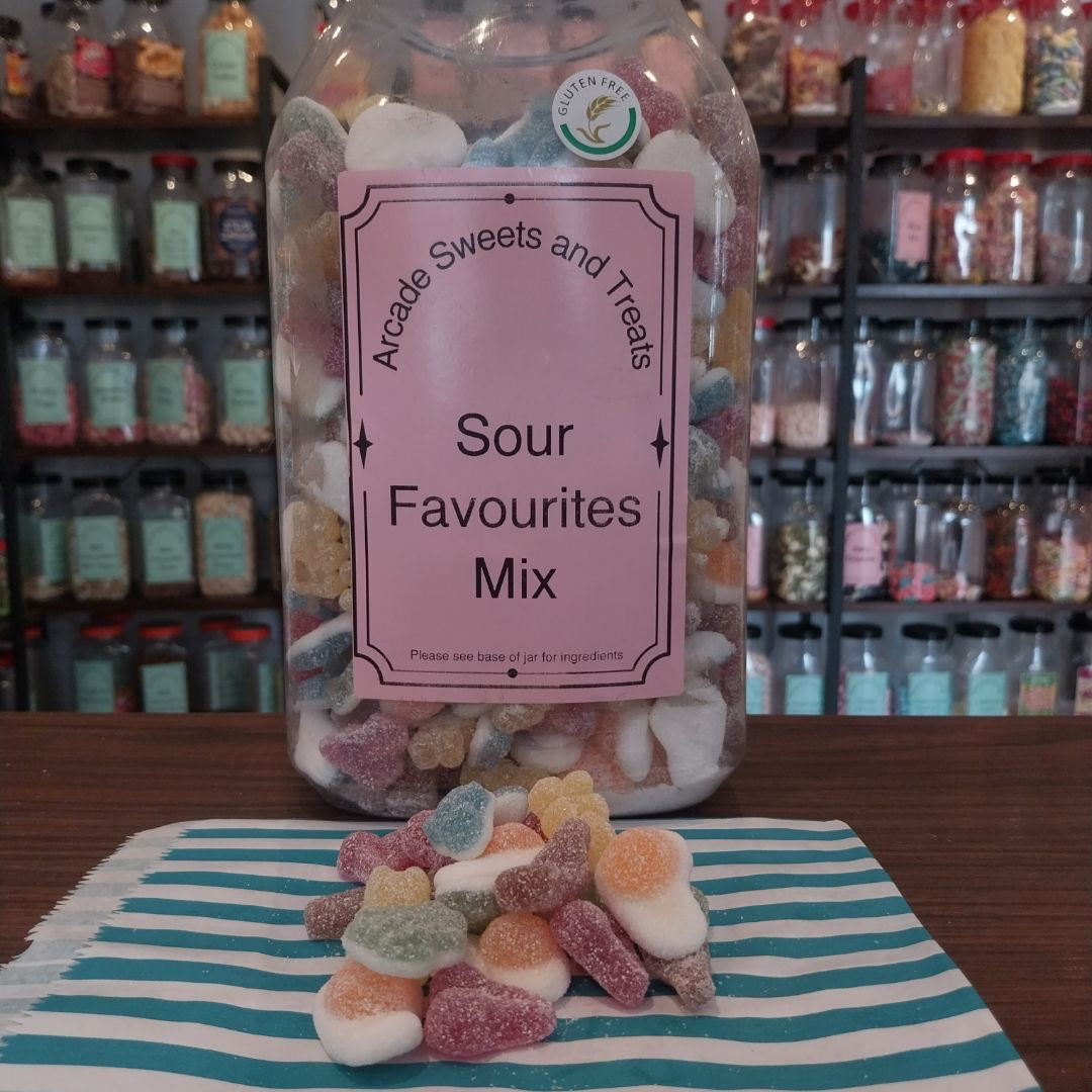 Sour Favourites Mix - A pre-mix of fruit and cola flavour jelly sweets with sour coating