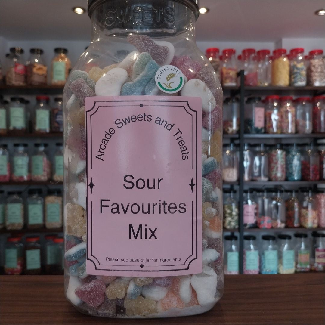 Sour Favourites Mix - A pre-mix of fruit and cola flavour jelly sweets with sour coating