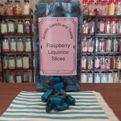 Raspberry Liquorice Slices - Raspberry flavour sweets with a sugar paste filling